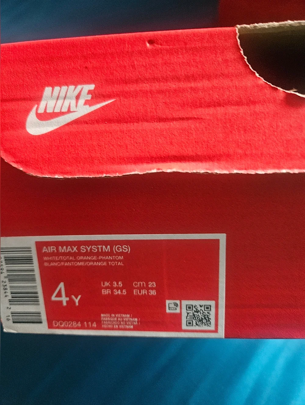 Nike Kids Air Max Sneakers - White, Light Gray & Bright Orange